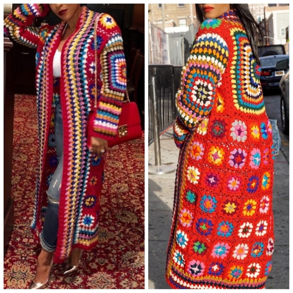 Multicolor Wool Sweater Coat
